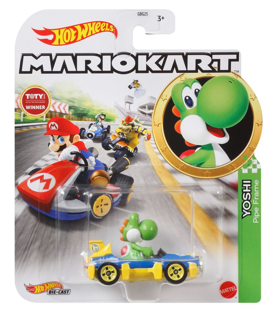 Mattel GBG25; GLP39 - Hot Wheels Mario Kart 1:64 Die-Cast Yoshi Mach 8