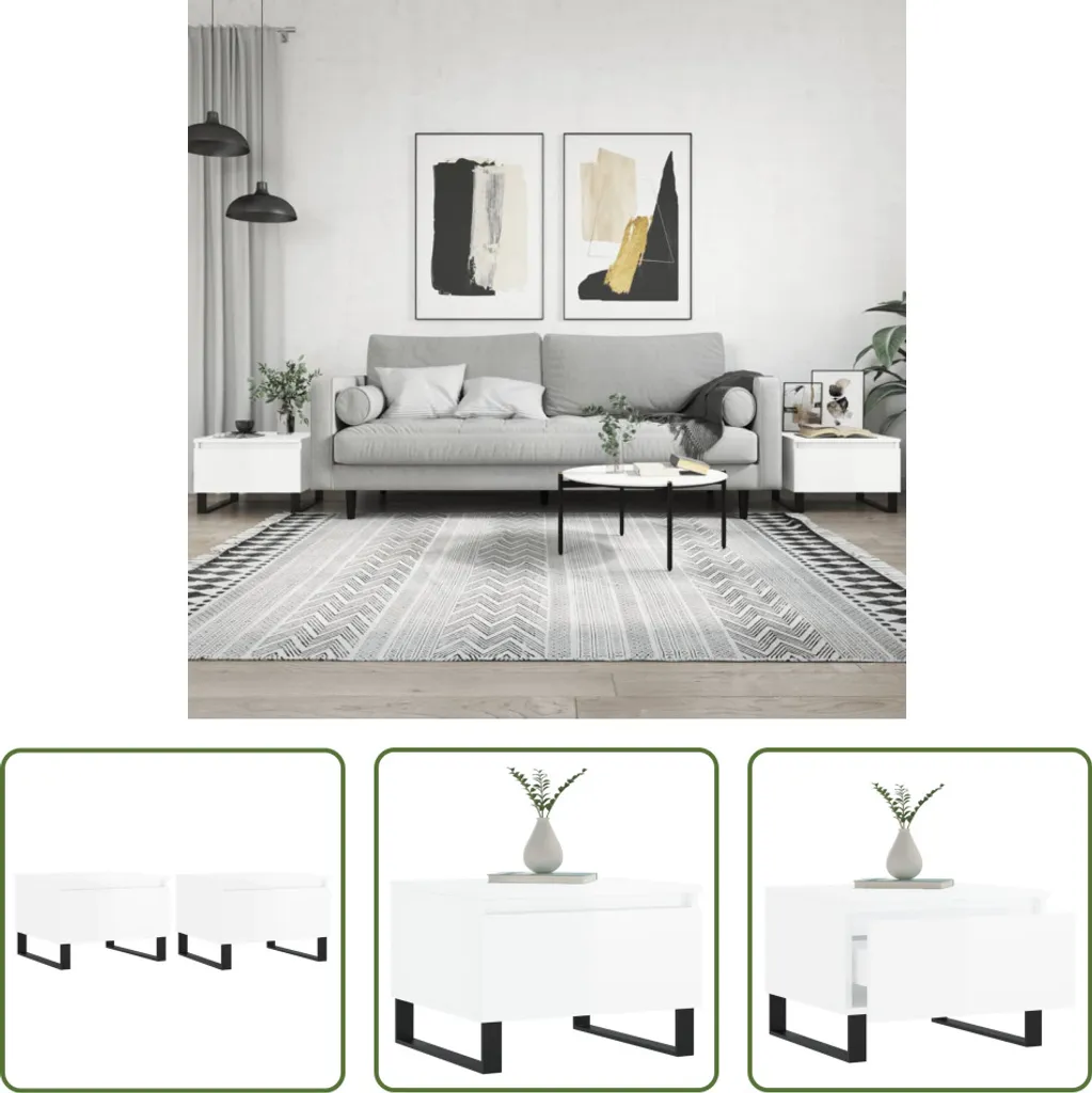 Tavolini 2 pz Bianco Lucido 50x46x35 cm | The Living Store Online
