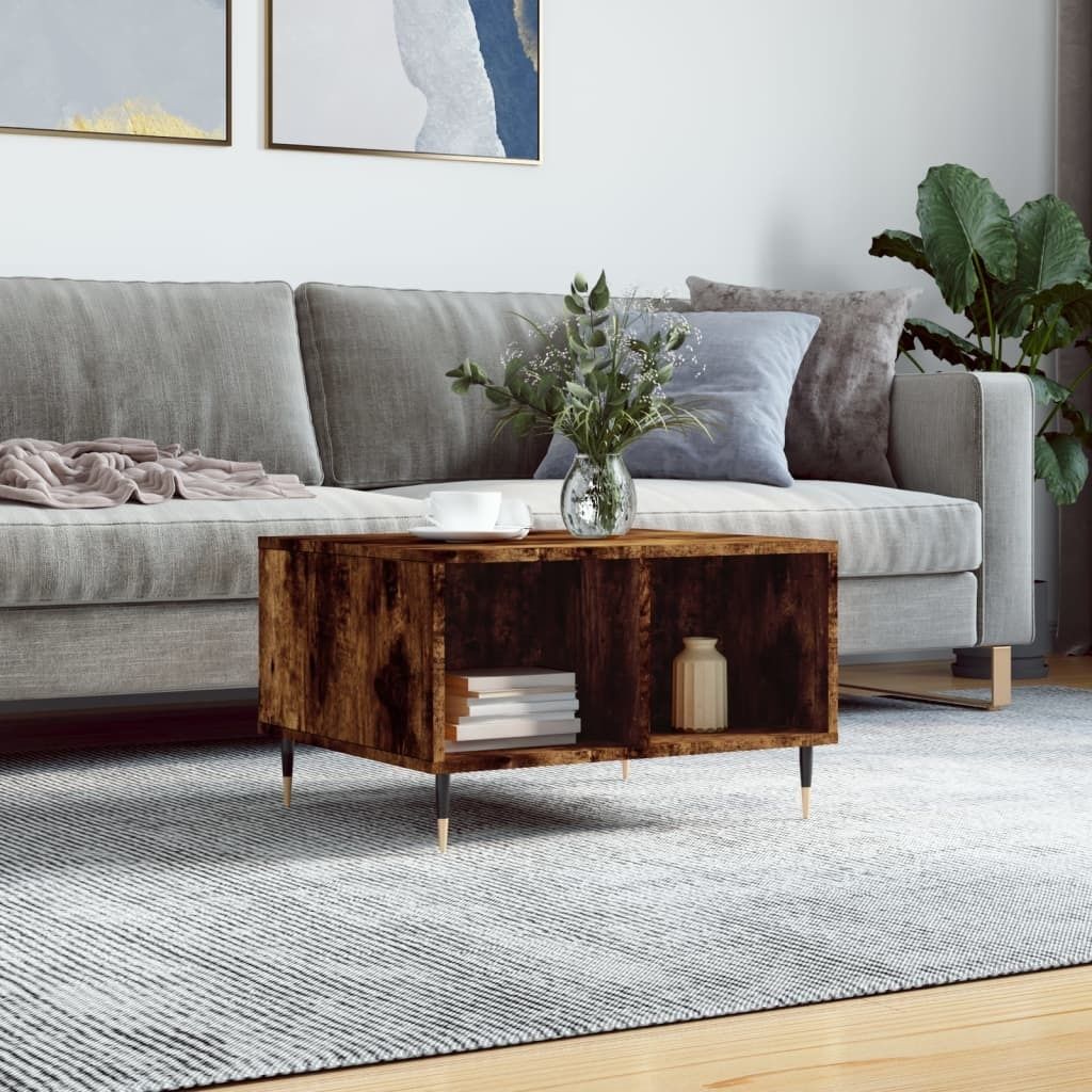 "Rabatt" Couchtisch modern - Wohnzimmertisch - Einfache Montage - Räuchereiche 60x50x36,5 cm Holzwerkstoff - Kaffeetisch CC22577