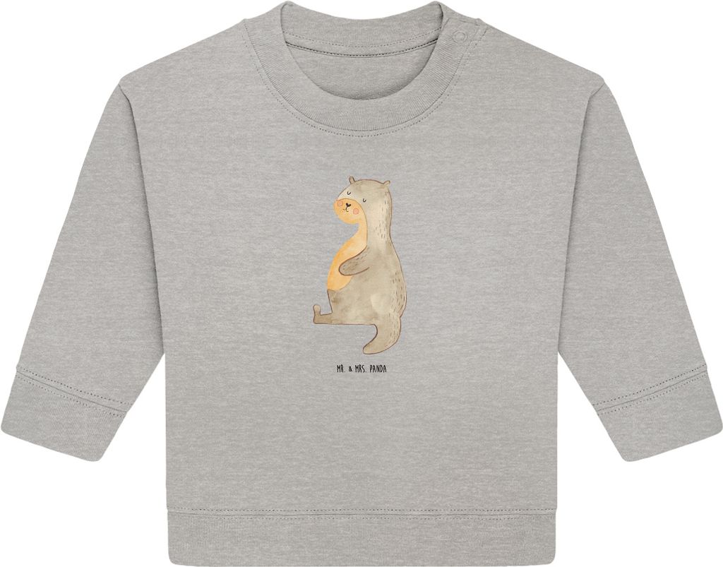 Mr. & Mrs. Panda Organic Baby Pullover Otter Bauch 12. - 18. Monat - Heather Grey - Geschenk, dick, voll Gefuttert, Zufrieden, Sportmuffel, Satt, B...