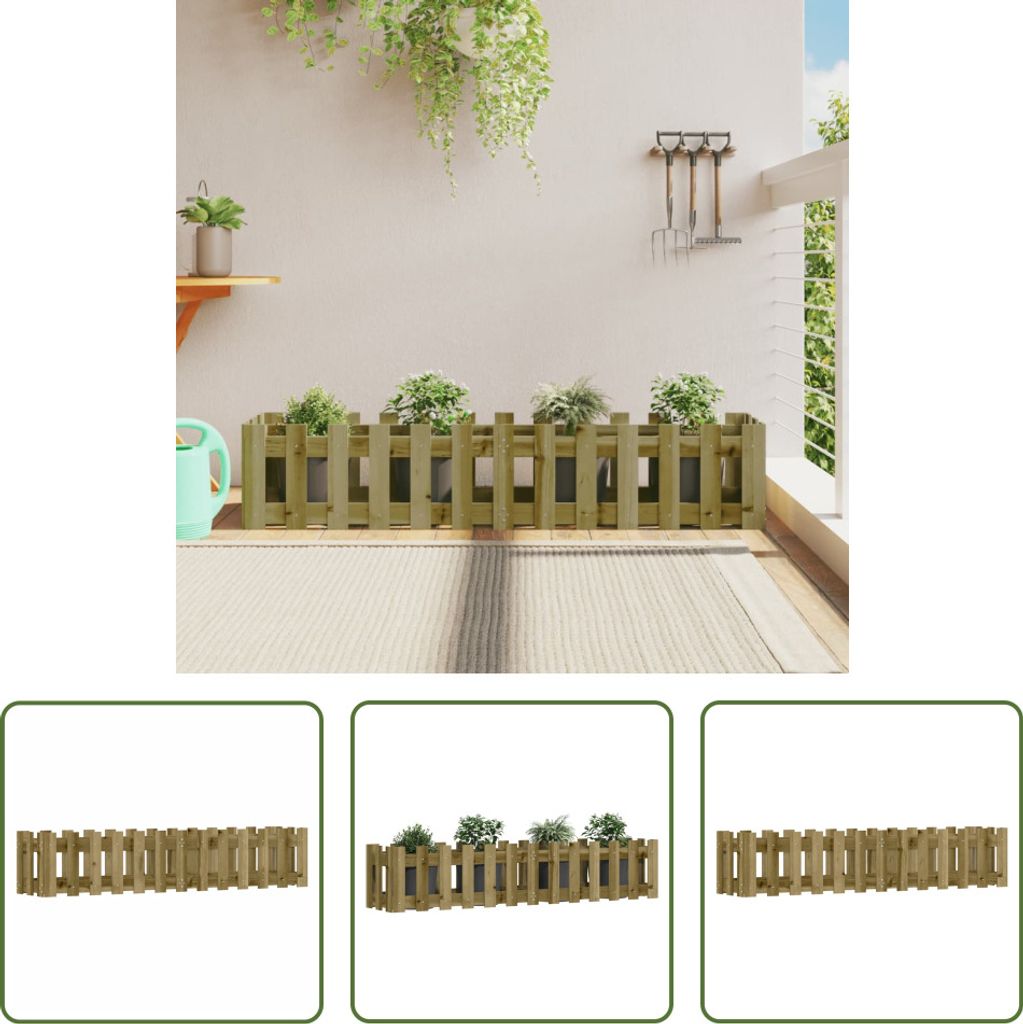 The Living Store Hochbeet Lattenzaun-Design 150x30x30 cm Kiefernholz Imprägniert