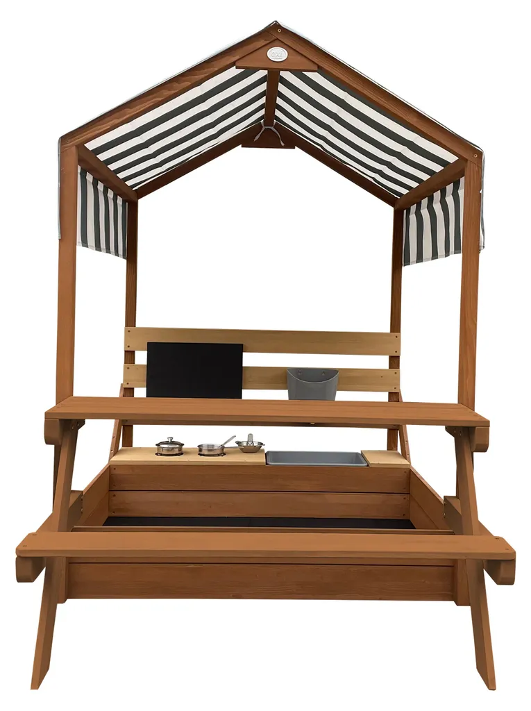 Bac à Sable Couvert avec Maisonnette pour Protéger le Jeu des Intempéries - 4