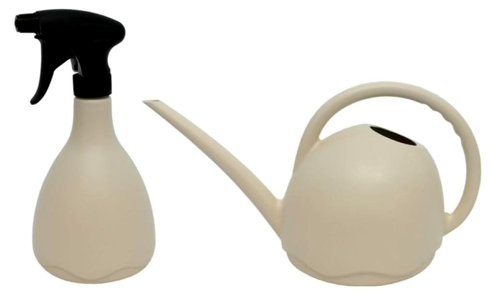 Gießkanne Meduza 1,8L und Sprüher 0,7L - Creme, wetterfest aus UV-beständigem Kunststoff