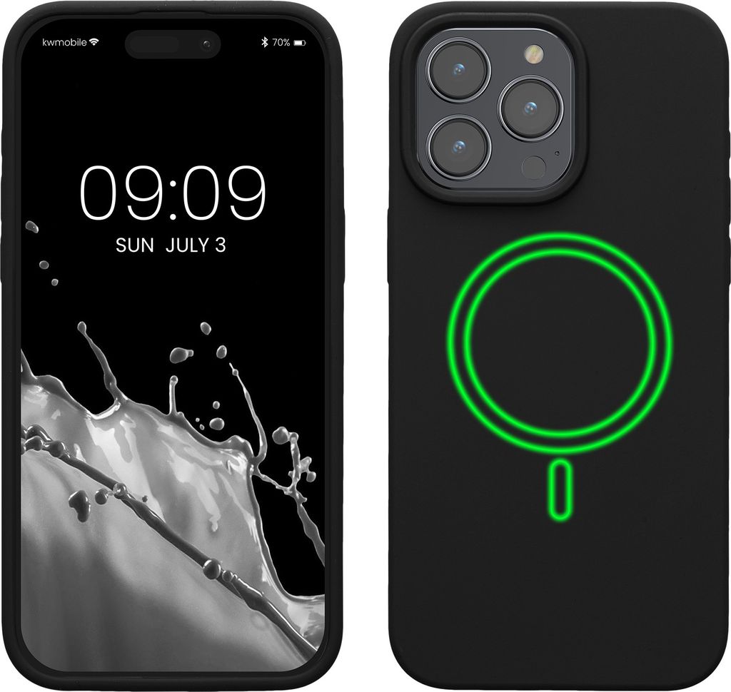 kwmobile Hülle kompatibel mit Apple iPhone 15 Pro Max Hülle - magnetisches Silikon Case kompatibel mit MagSafe - Cover gummiert Schwarz