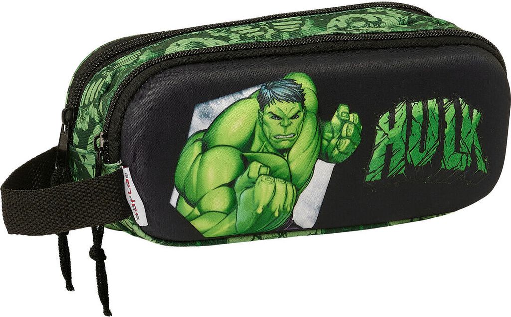 Podwójne wielofunkcyjne etui Hulk czarno-zielone 21 x 8 x 6 Zdjęcie produktu 