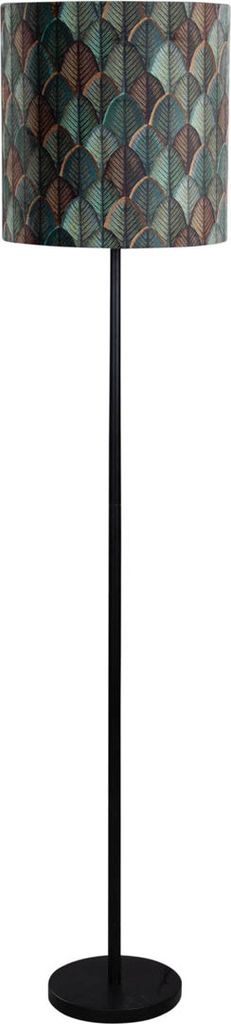 QAZQA - Klassisch I Antik Stehleuchte I Stehlampe I Standleuchte I Lampe I Leuchte Schwarz mit Samtlampenschirm Blattdesign und Gold I Messingener ...