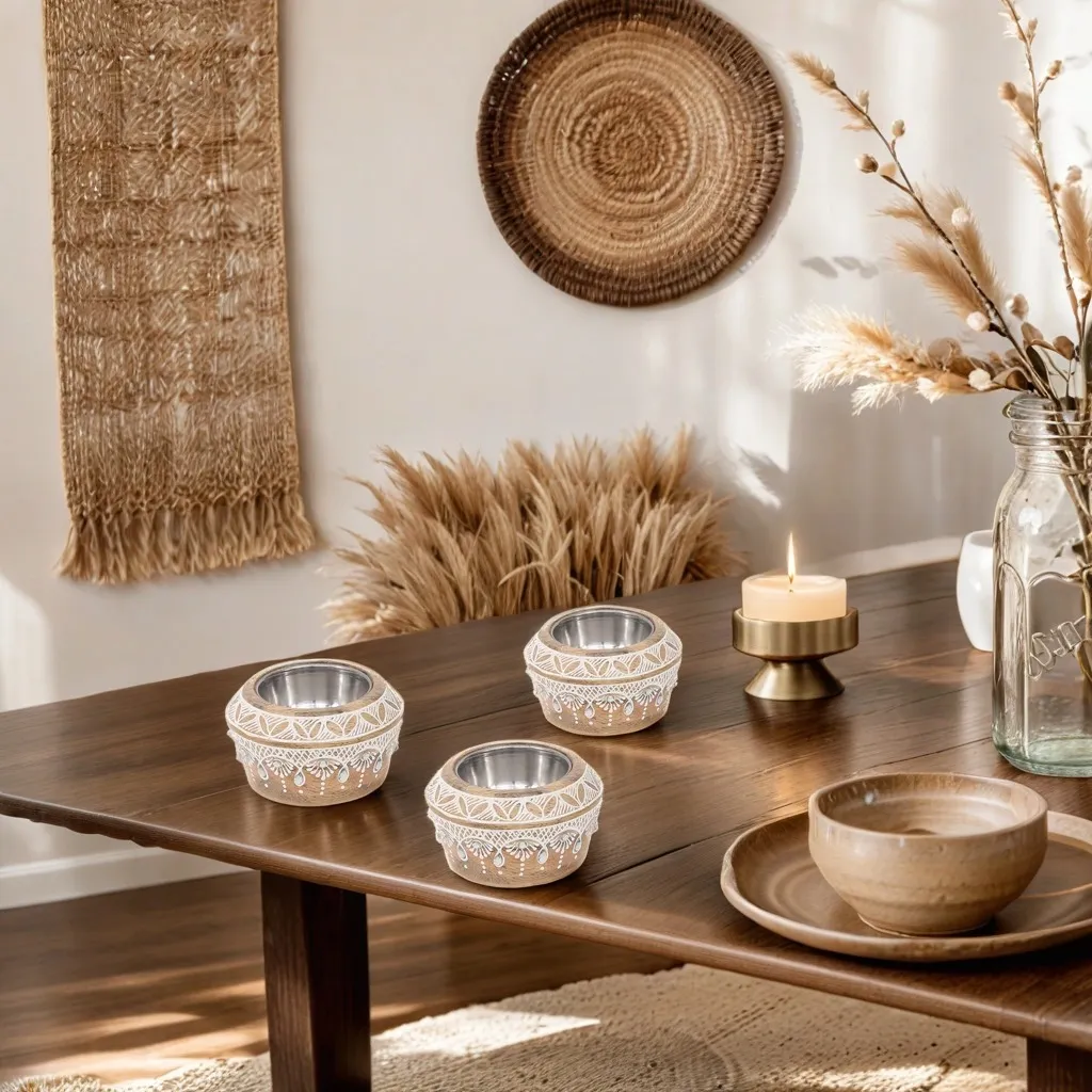 Décoration de table bohème : Set de 4 bougeoirs Anasuya pour réception