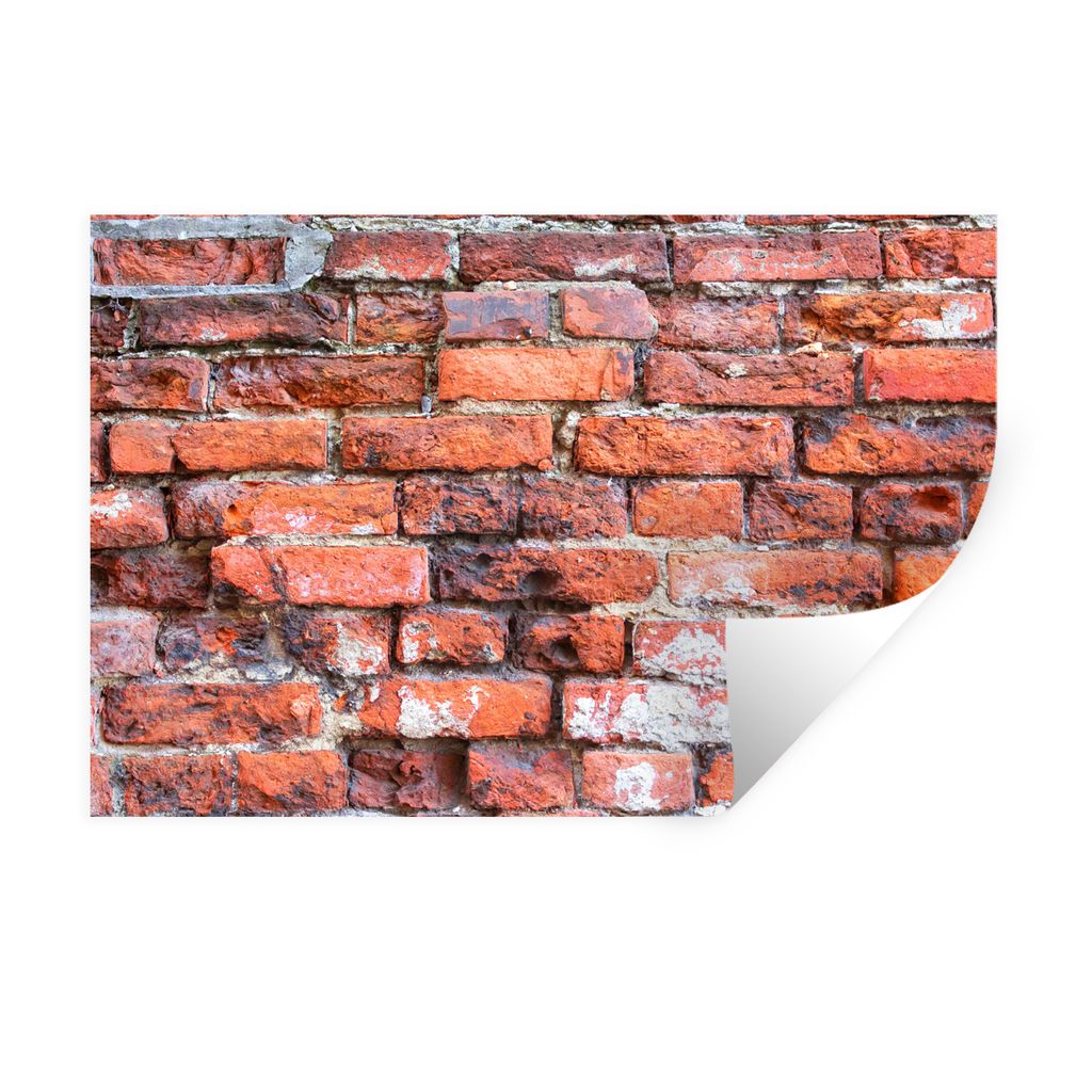 MuchoWow Wandtattoo Wandsticker Wandaufkleber Mauerwerk - Wand - Ziegel 60x40 cm Selbstklebend und Repositionierbar - Wierderverwendbar - Selbstk...
