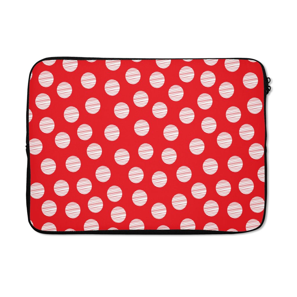 MuchoWow Laptop Hülle 13 Zoll Polka dots - Muster - Rot - Weiß Laptoptasche - Laptophülle - Sleeve - Rundumschutz