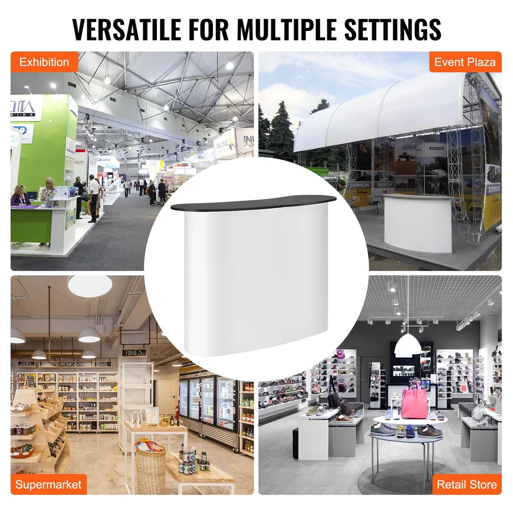 Table podium portable et pliable blanc et noir avec structure robuste - 5