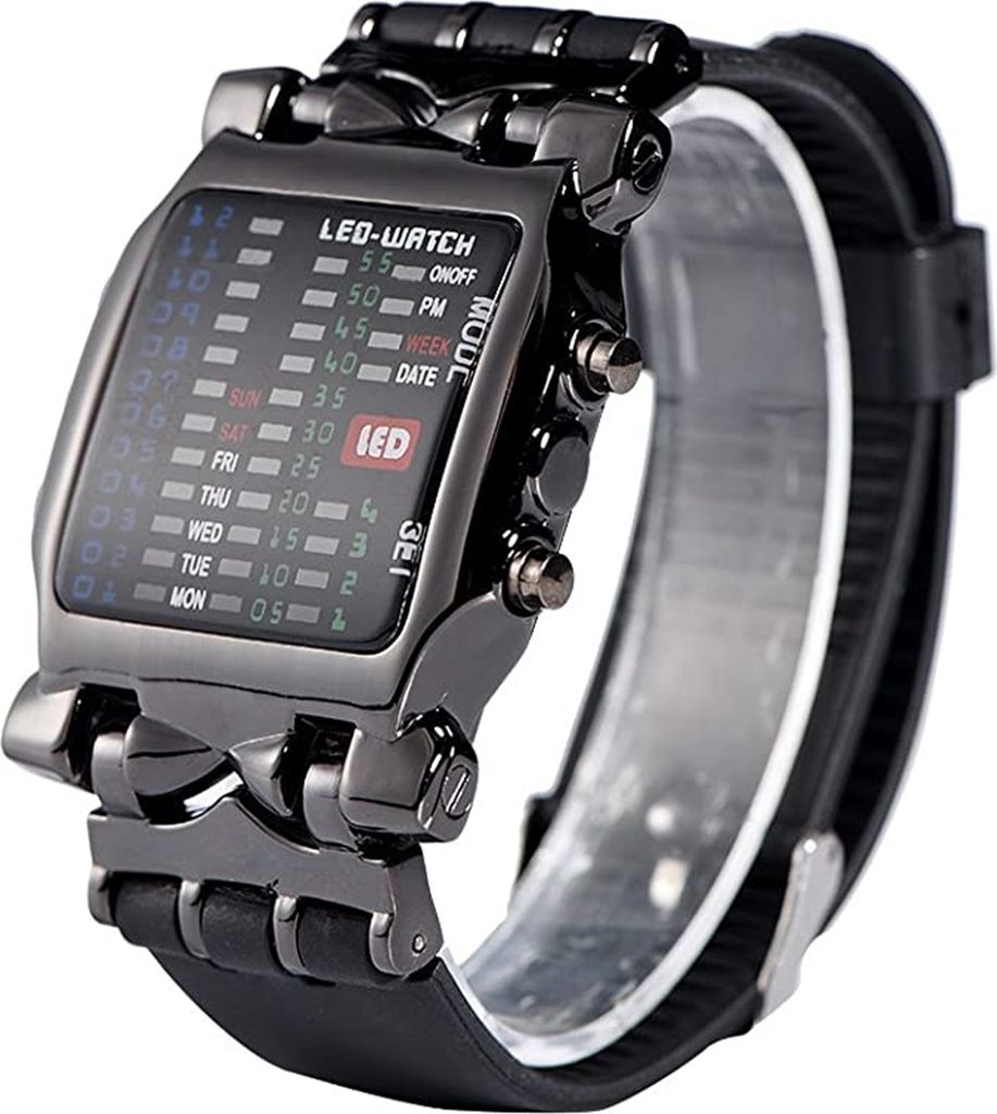 Mechanische Uhr Armbanduhr mit Binär-Anzeige, LED, Produktbild 
