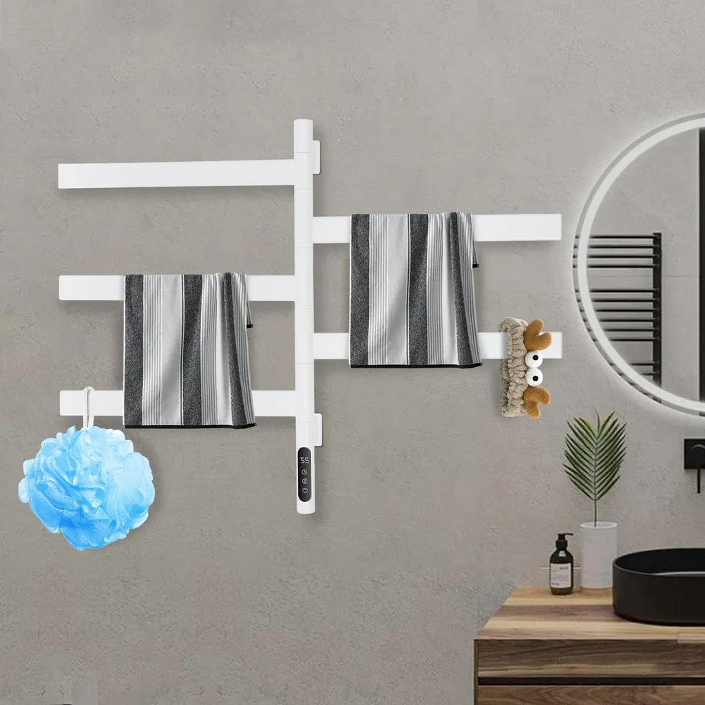 Sèche-serviettes électrique blanc mural avec gestion de température LED - 2