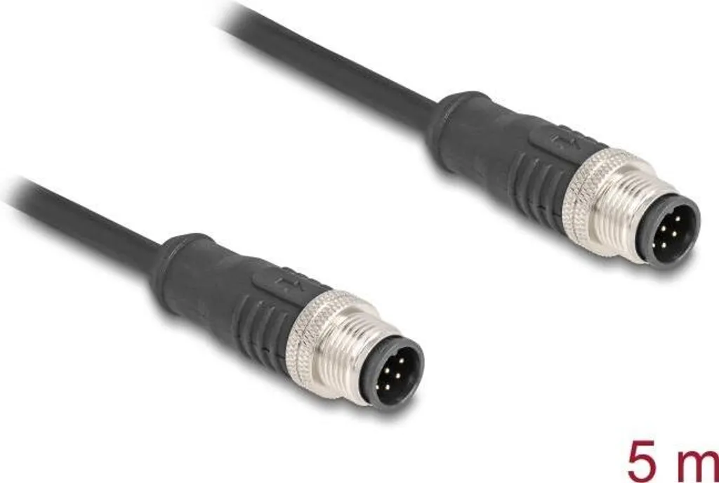 Cavo di Rete M12 Delock 80808 | 5m | CAT 5e S/FTP | IP67 Industriale