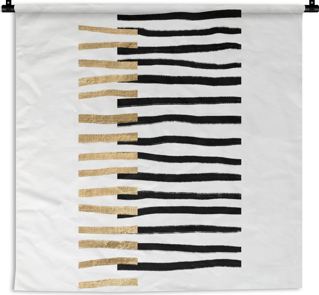 MuchoWow Wandteppich Wandbehang Linie - Gold - Gestaltung 120x120 cm Tapisserie Dekoration Wandtuch - Modern - Baumwollgewebe