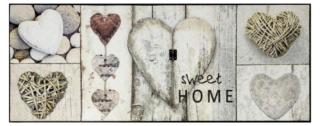 Fußmatte Vintage Hearts 75x190 cm, für Innen und Außen, waschbar