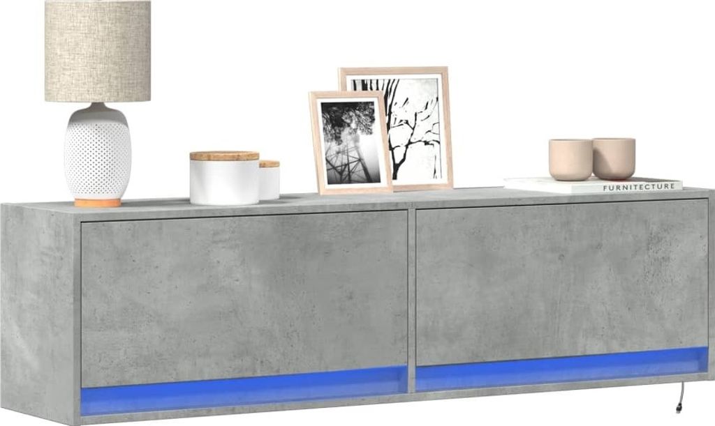 Maison Exclusive - TV-Wandschrank mit LED-Beleuchtung Betongrau 140x31x38 cm