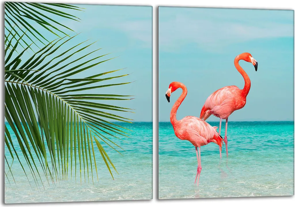 Set di piastre di copertura per piano cottura 2x40x52 cm in vetroceramica, fenicottero marino