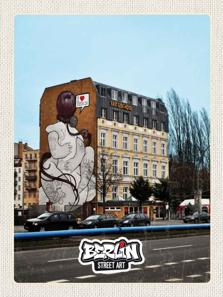 vianmo Holzschild 40x30 cm Berlin Zusammenhalt GraffitiKurztrip Bildmotiv Reisemotiv Abenteuer Reisen