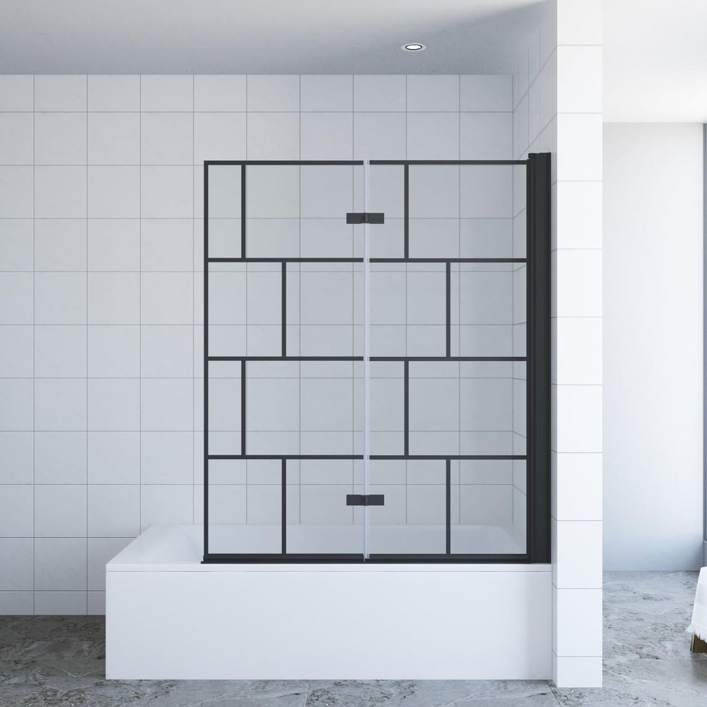 AQUABATOS Badewannenaufsatz 2-teilig Faltbar 120x140cm,Duschabtrennung ohne bohren,ESG Glas mit NANO-Beschichtung, 5mm Glas Duschwand für Bade...