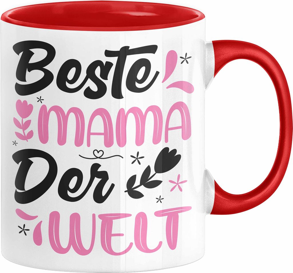 Mama Geschenk Tasse Beste Mama Der Welt Geschenkidee Muttertagsgeschenk von Sohn Tochter (Rot)