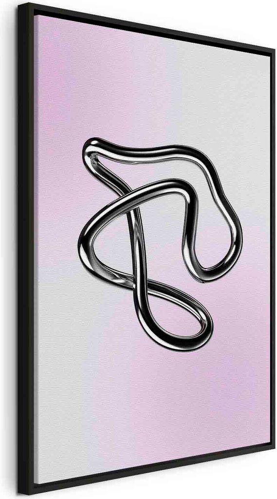 Italienischer Leinwand Leinwandbild - Silver Intricacies - Fluid Metallic Figure on a Gradient Background 60x90 cm Abstrakt a-C-10142-b-a
