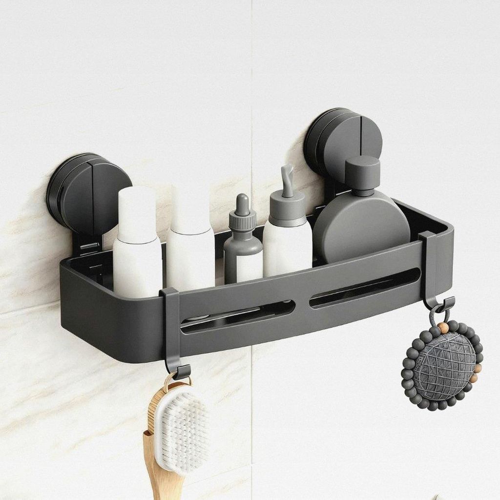 Saugnapf-Duschablage ohne Bohren,Badezimmer Organizer,Schnell trocknende Badregal ohne Bohren mit großer Kapazität,Langlebige Shampoo Halterung f...