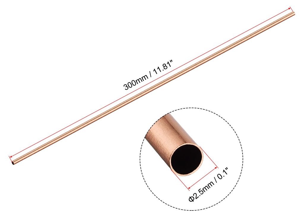 4 Stš¹ck 300mm L?nge Kupferrohr 2,5mm Au?endurchmesser, Nahtlose Gerades Rohr 0,25mm Wandst?rke, Kupfer Rundrohr fš¹r Industrie Bauwesen Garten...