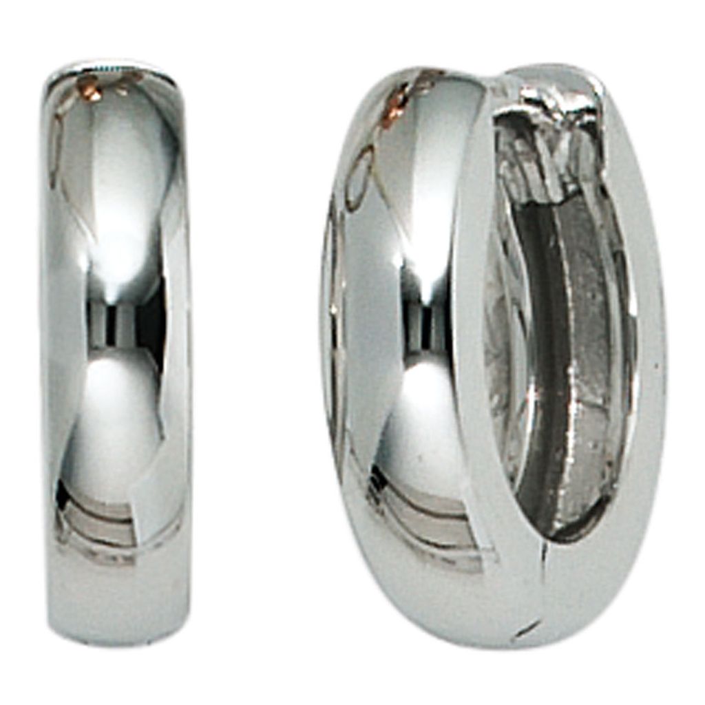 11,9mm Creolen Ohrringe aus 585 Gold Weißgold schlicht Klappmechanik