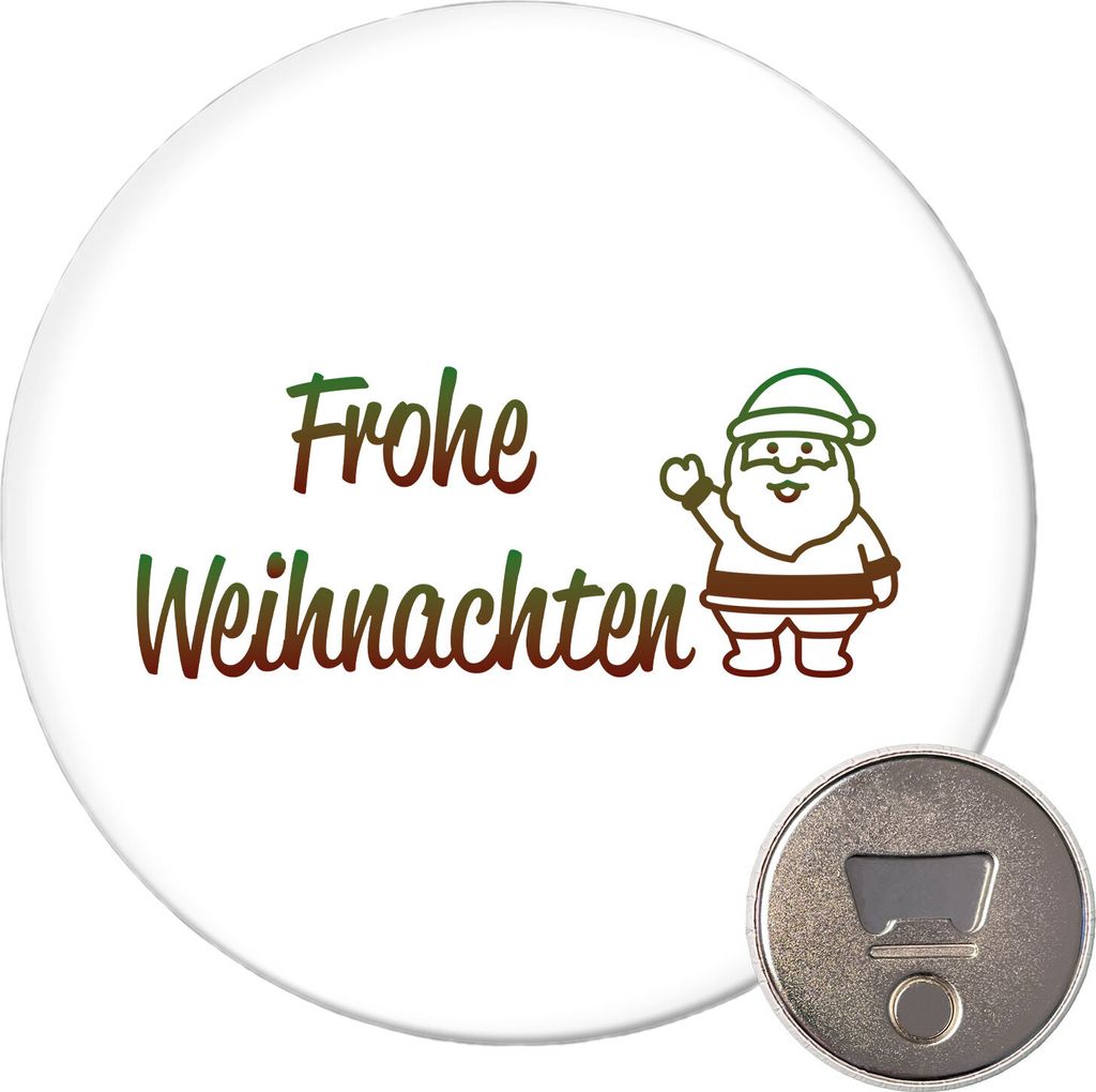 Huuraa Magnet Frohe Weihnachten Weihnachtsmann 59mm Kühlschrankmagnet rund Flaschenöffner Geschenkidee