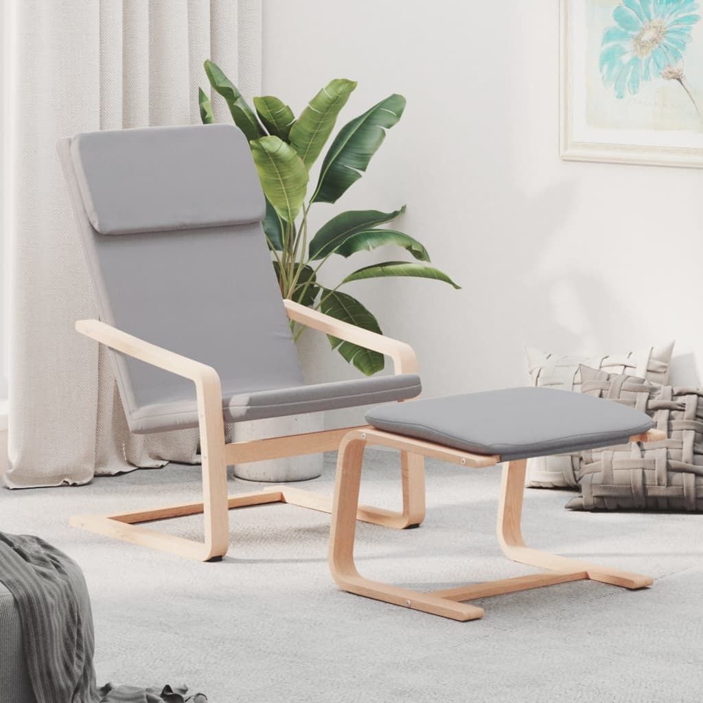 The Living Store Relaxsessel mit Hocker Hellgrau Stoff