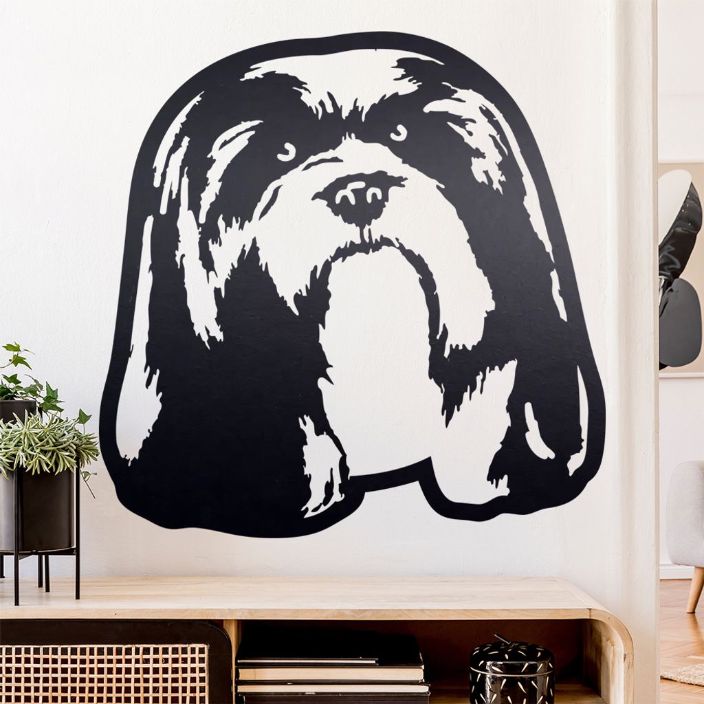 lhasa apso Hund Wandtattoo Wandaufkleber Wall Sticker - Dekoration, Küche, Wohnzimmer, Schlafzimmer, Badezimmer