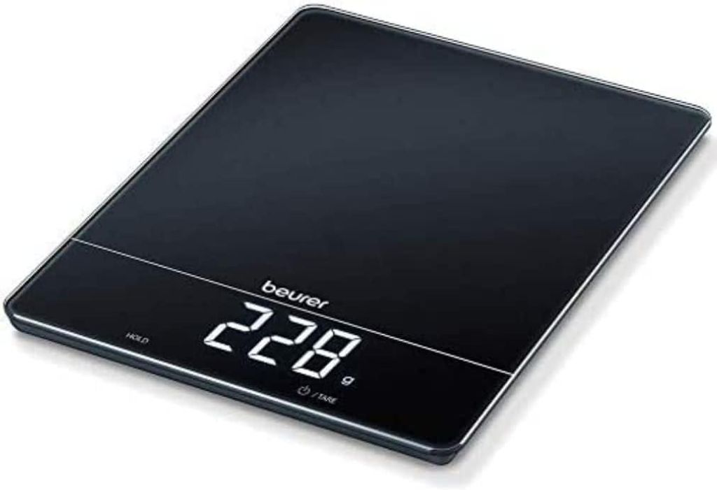Digitale Küchenwaage bis 15 kg, 1 g Genauigkeit, Magic LED Display, Tara Funktion, Hold Funktion, Briefwaage, Haushaltswaage, schwarz