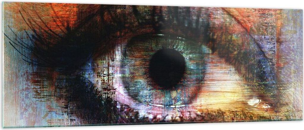 Bilder auf glas - Auge Abstraktion - 140x50cm - Glasbilder - Wandbilder - Kunstdruck - zum Aufhängen bereit - Wanddekoration aus Glas - Glas Bilde...