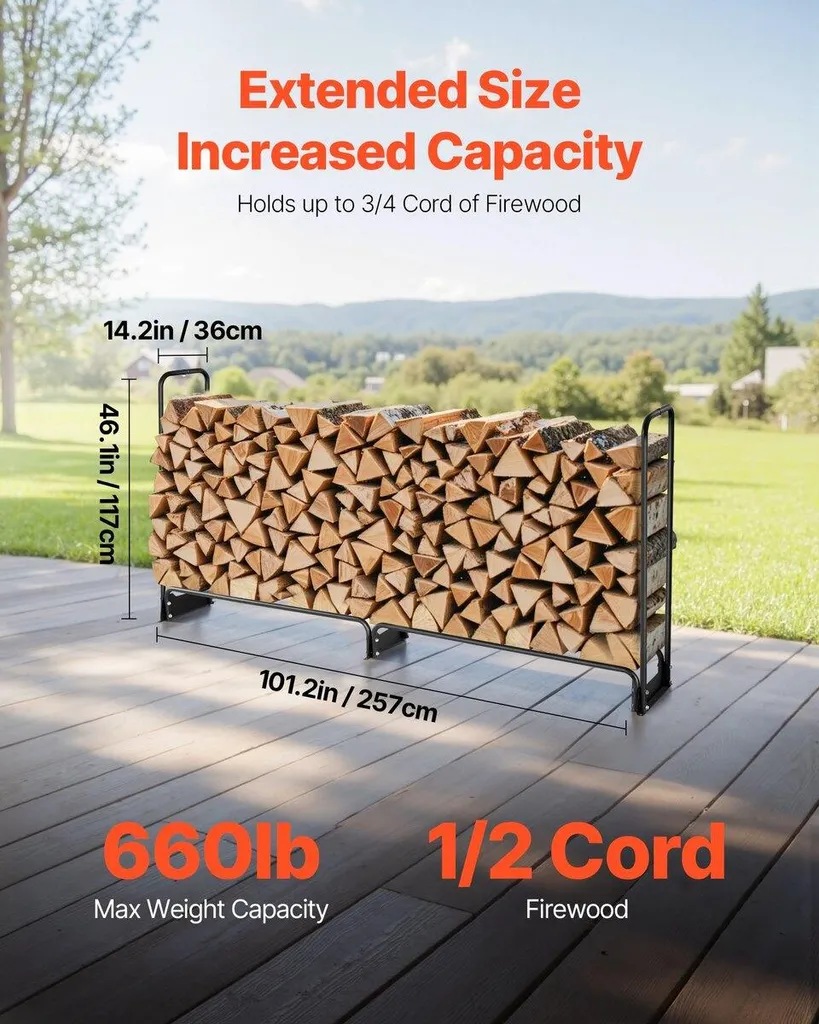 Range-bûches robuste de 260cm avec bâche de protection pour jardin - 3