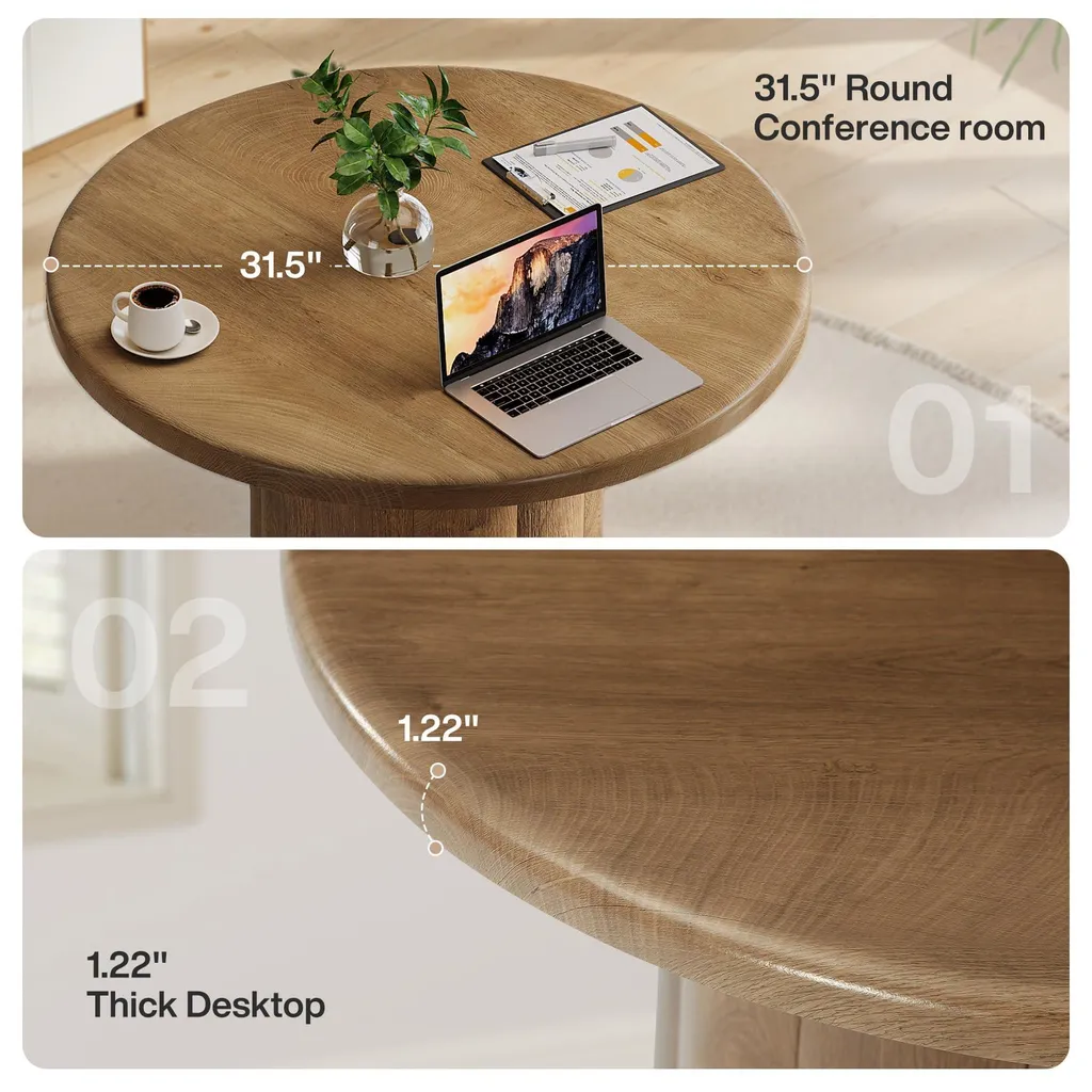 Bureau Rond 80 cm Stable et Compact - Fini les Réunions Encombrées !