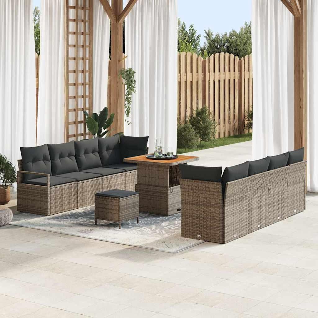 Maison Exclusive - Gartensofa-set mit Kissen 11 pcs Grau Poly-Rattan