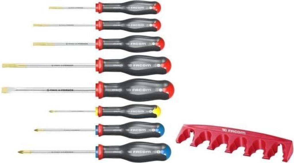 Schraubendreher Set Facom Protwist, 8-teilig, AT.8PB, Schlitz, Pozidriv, Phillips, Grau