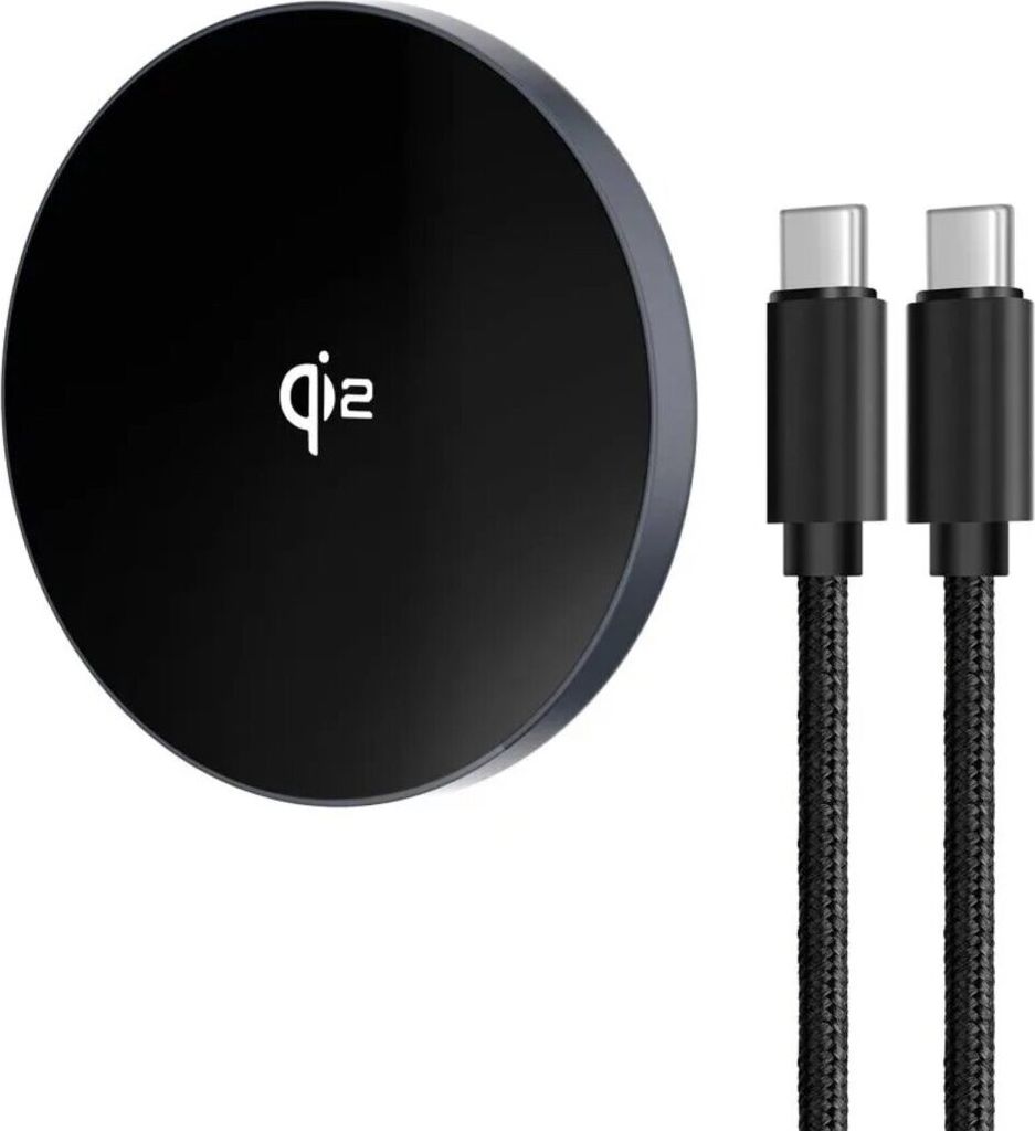 FORCELL F-ENERGY Smart Charge Qi2 15W wireless charger with 150cm detachable cable kompatibel mit MagSafe silver