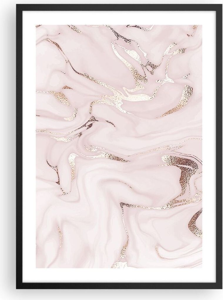 Gerahmtes Poster - Schwarzer Rahmen - Rosa Marmor verschüttet - 50x70 cm - Wand Bild - Wanddeko - Wandbilder - Kunstposter - Wandposter - Bilderra...