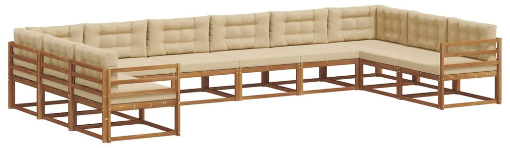 vidaXL Outdoor-Sofagarnitur mit Kissen 10 pcs Natur und Beige