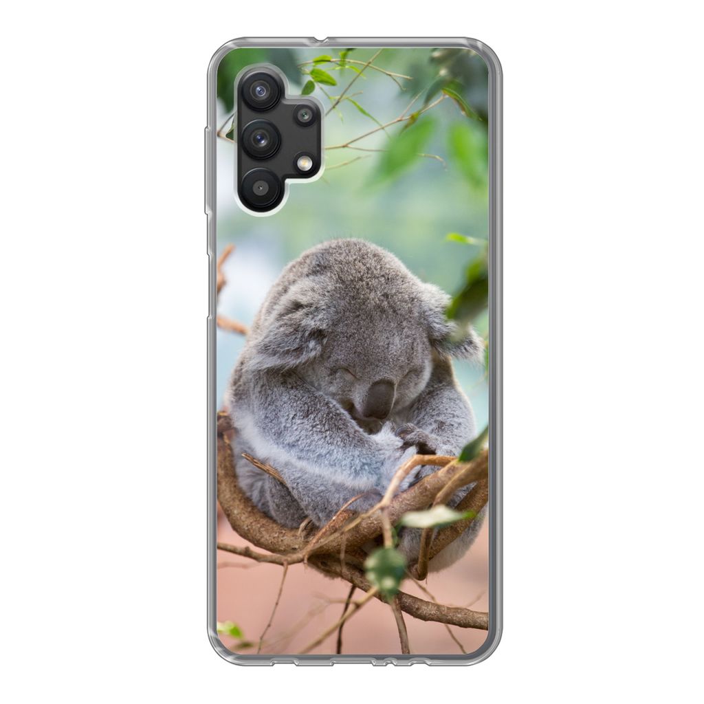 MuchoWow Handyhülle Schutzhülle Hülle für Samsung Galaxy A32 5G Koala - Zweige - Kinder - Jungen - Mädchen Silikon Softcase Handy Hülle - S...