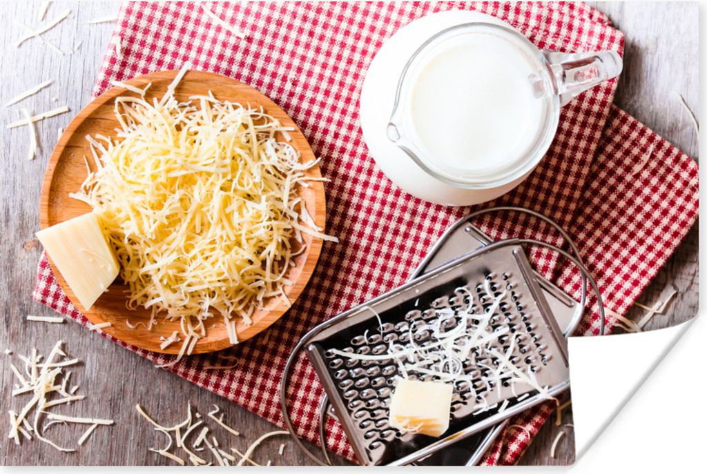MuchoWow Poster Zutaten für Nudelgericht mit Parmesankäse 120x80 cm - Bilder