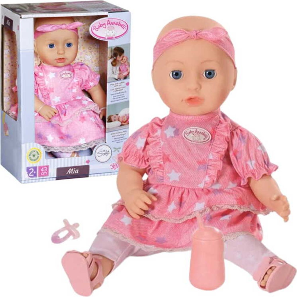 ZAPF CREATION | Baby Annabell Puppe Mia - 43 cm - Rosa Outfit - Mit Zubehör und Emotionen
