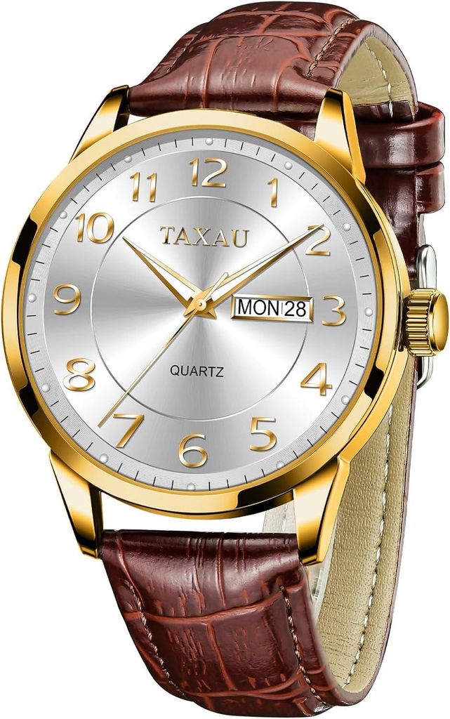 Herrenuhr Leder Herrenarmbanduhr Lederarmband Uhr Herren Großes Zifferblatt Tag-Datum Herrenuhr Wasserdichte Uhr Freizeit- und Businessuhr für He...