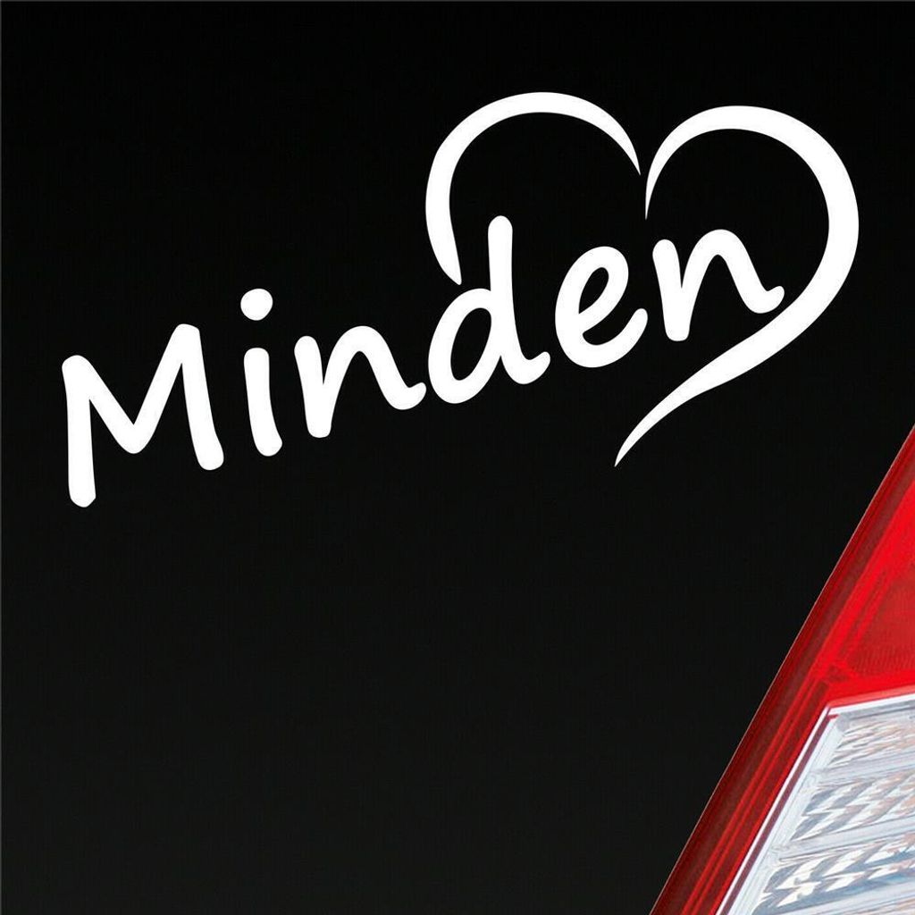 Auto Aufkleber Minden Herz Stadt City Liebe Love Heimat 17,5x8 cm Weiss Glanz Sticker Heckscheibenaufkleber