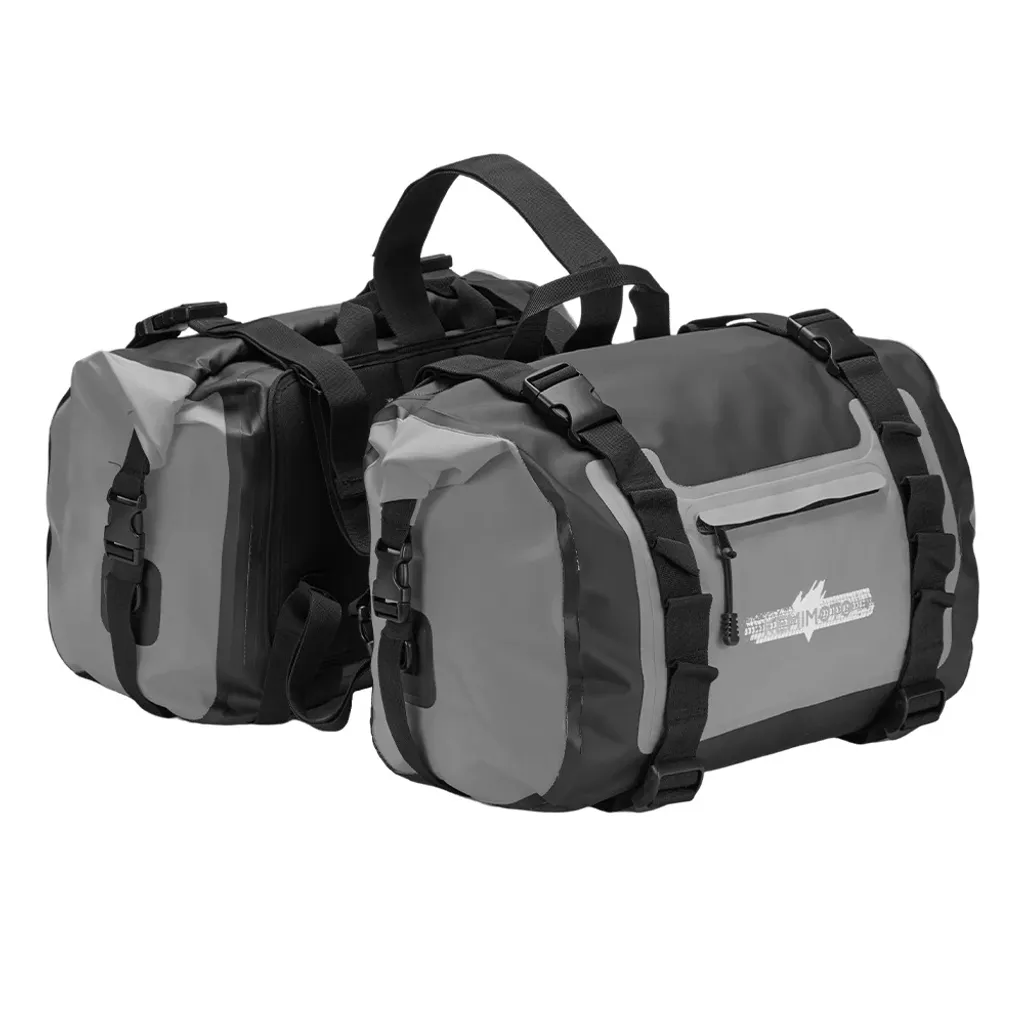 Sacs à dos moto étanches 50L gris - Set de 2 sacoches de 25L polyvalentes
