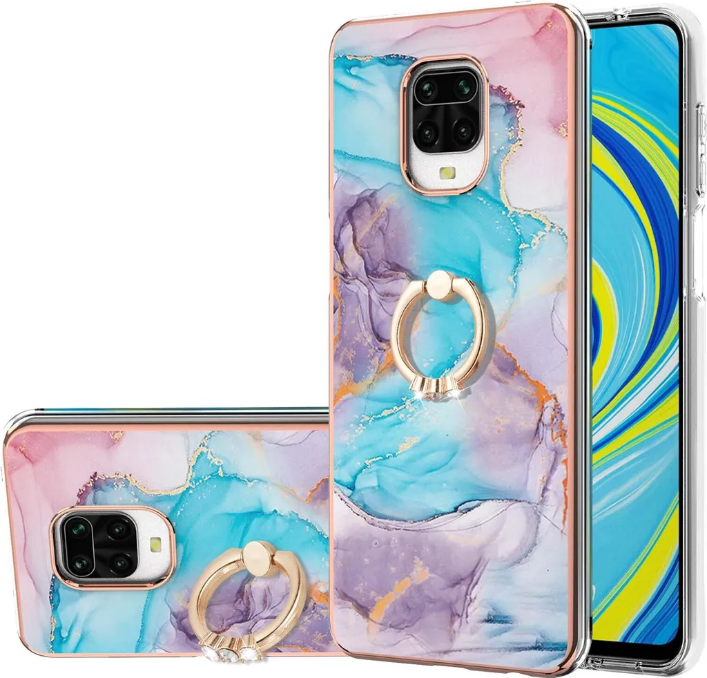 Cover Protettiva Xiaomi Redmi Note 9s/9 Pro Blu Silicone con Ring Stand