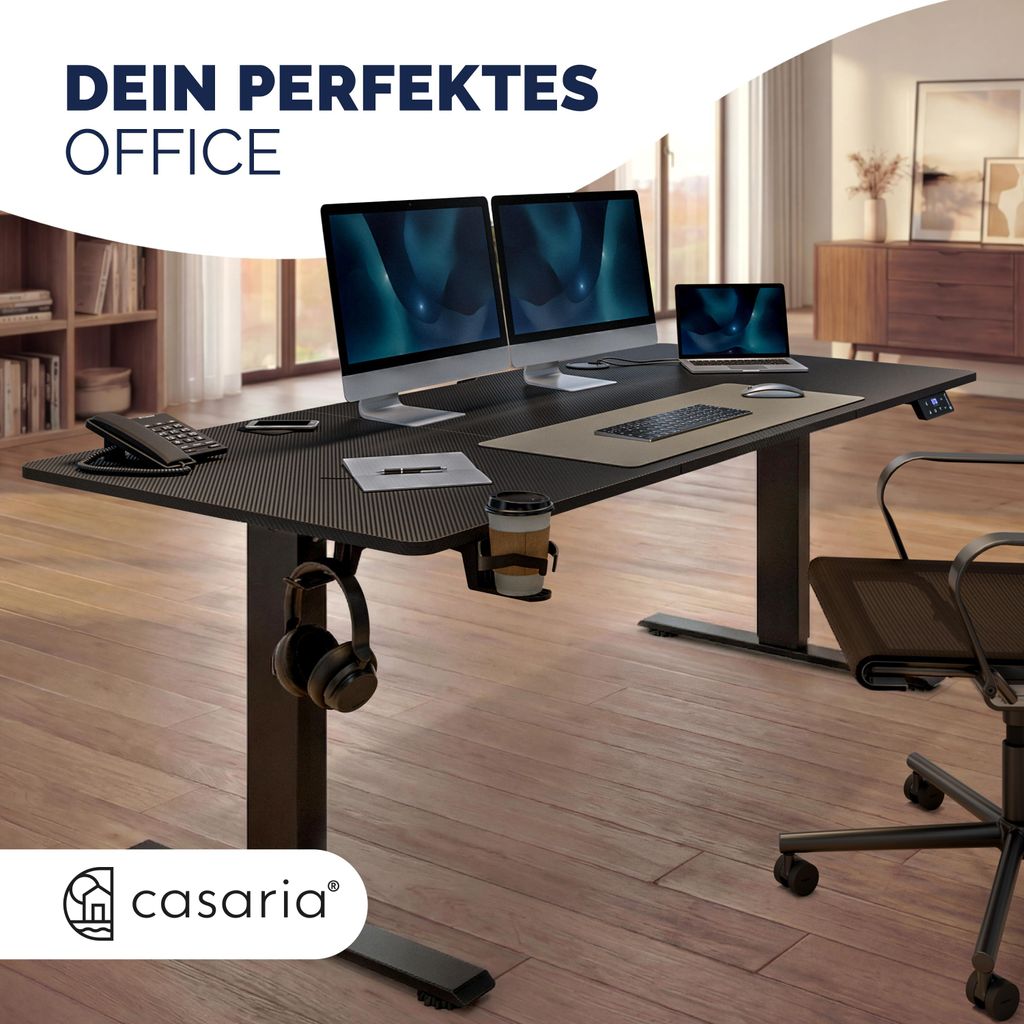CASARIA® Höhenverstellbarer Schreibtisch elektrisch 120 x Produktbild 