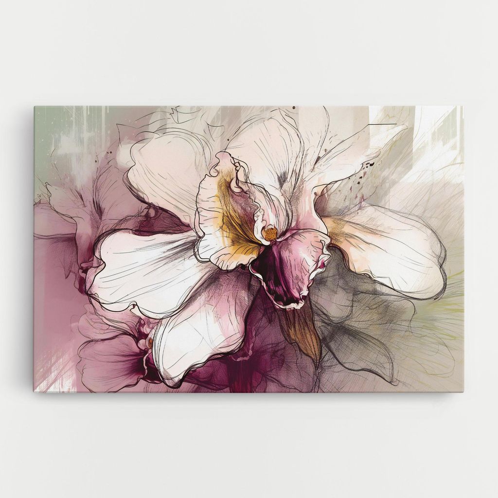 ARTHUB Leinwandbild 30x40 cm, Painted Purple Orchid | Wohnzimmerdekoration, Hängende Bilder, Wanddekoration, Heimdekoration, Blumen, Orchideen