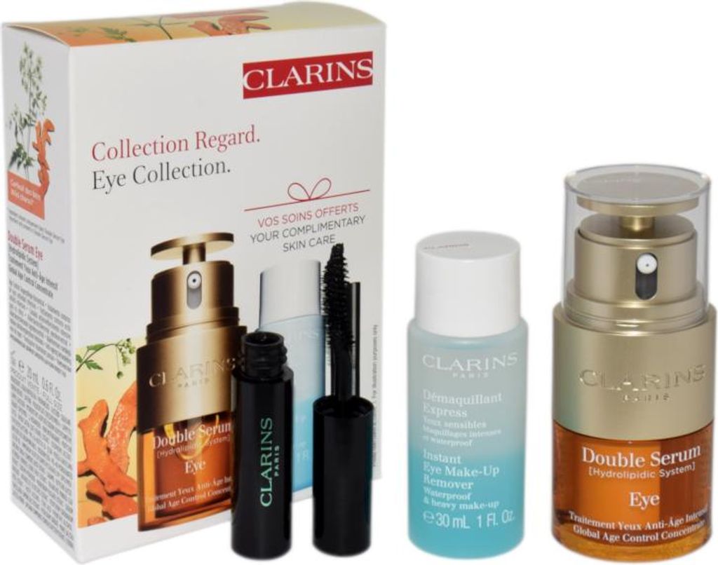 Clarins Value Pack Loyalty Double Serum Eye Cross, Frauen, Hautalterung, Anti-Aging, Reinigend, Nährend, Glättend, Augenserum, Make-up-Entferner,...